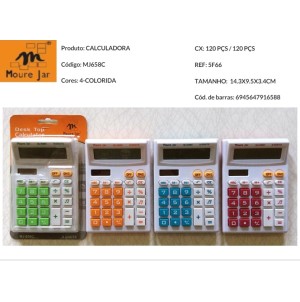 sem saldo MJ658C CALCULADORA MEDIA COM FONTE INTERNO  COLORIDO /8 DIGITOS