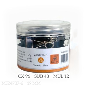 MJ-G24737-6 CLIPS PARA PAPEL 19MM CX 48 PÇS SUB 24 PÇS MUL/12