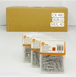 CLIPS PARA PAPEL, DE METAL. REF:480-MJ24737-2 CX 400 PÇS SUB 200 PÇS MUL/40
