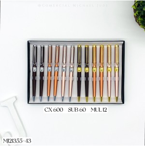 CANETA ESF  RETRATIL CORPO METALC/12PÇS :MJ21355-43 CX 600PÇS SUB 60PÇS MUL/12