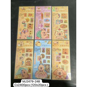 MJ2479-24B CARTELA ADESIVA DE PAPEL, COM DESENHOS CAPIVARA -------CX:2400PÇS/MIN:120PÇS-BOX:20PÇS