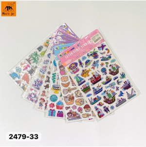 MJ2479-33 BX C/12 CARTELA ADESIVA DE PAPEL, COM DESENHOS. CX 1200 SUB 120