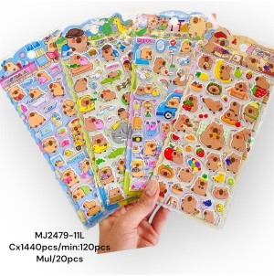 MJ2479-11L/ CARTELA ADESIVA DE PAPEL, COM DESENHOS CAPIVARA:CX:1440PÇS/MIN::120PÇS-MUL:20PÇS