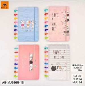 CADERNO REF: A5-MJ6165-1B. ------ CX:100PÇS/MIN:24PÇS -MUL:8PÇS