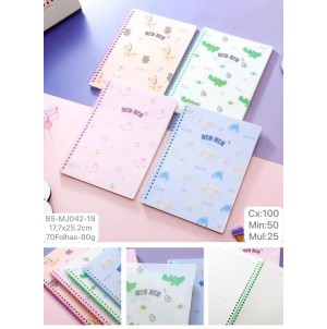 CADERNO. REF: B5-MJ-042-19 -------------- CX:100PÇS/MIN50PÇS/MUL25